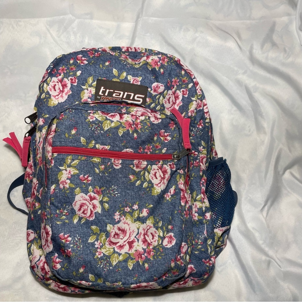 Jansport Trans Floral Backpack - Blue and Pink